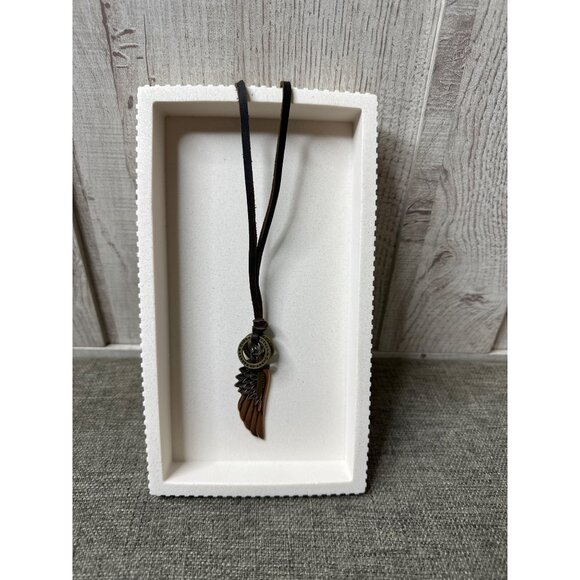 Great American Opportunities Jewelry - Great American Angel Wing & Cross Charm Leather Cord Necklace